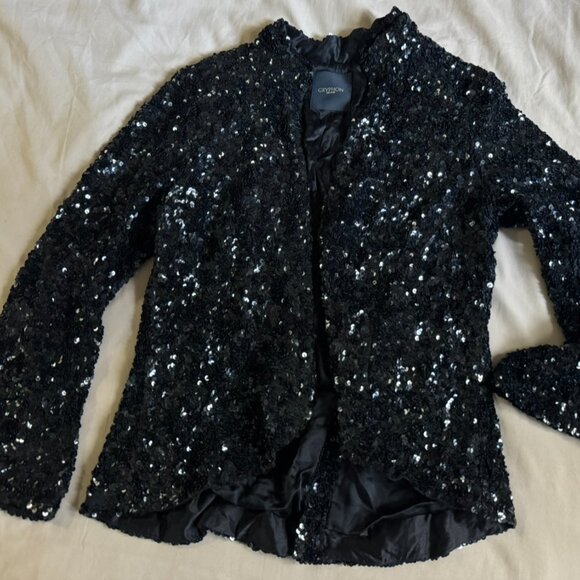 GRYPHON - Dark blue, silk, sequined jacket - Picture 1 of 15